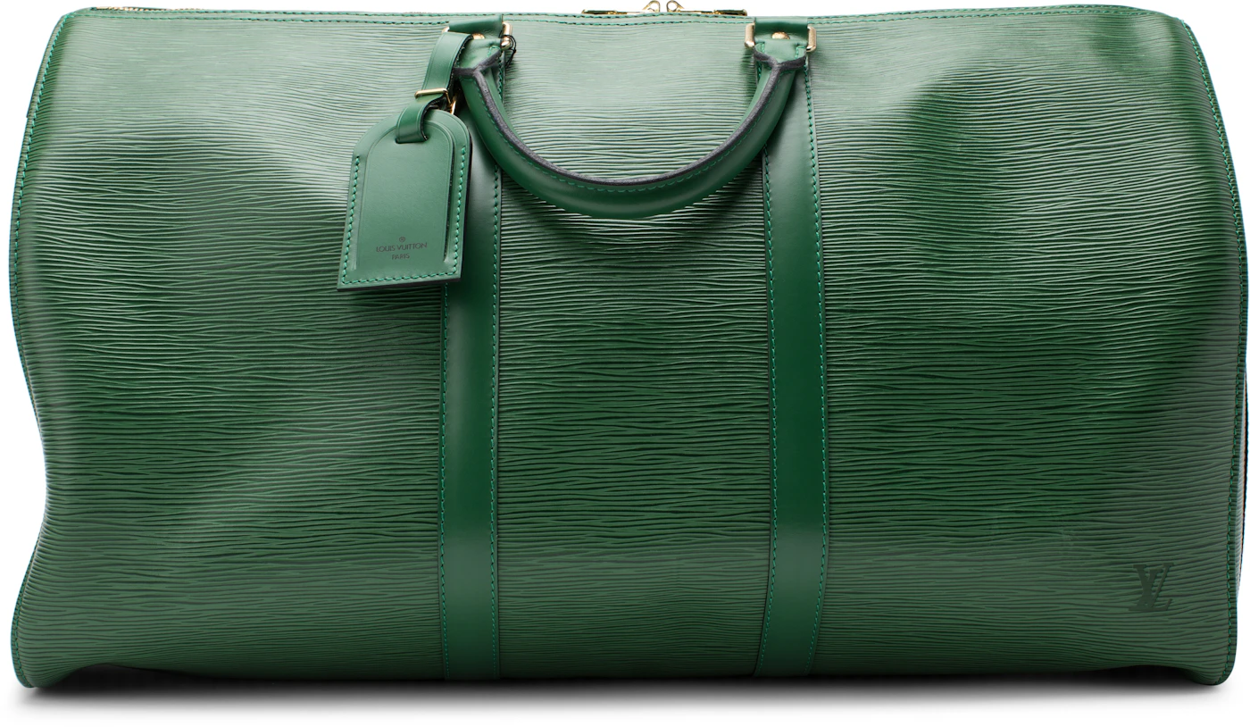 Louis Vuitton LV Keepall 50 damier stripes Green Leather ref