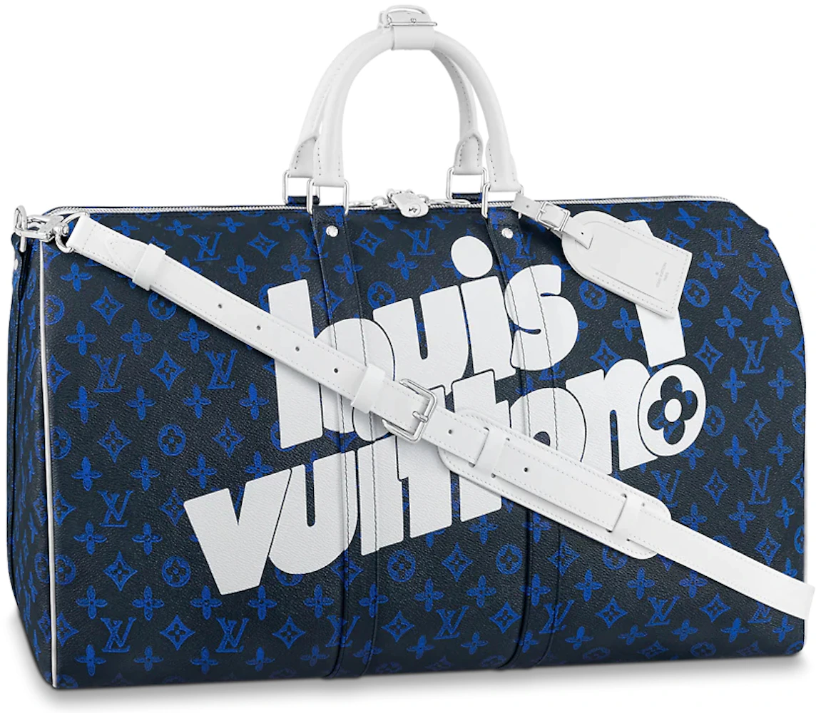 Louis Vuitton Keepall 50 Monogram Blue in Coated Canvas with