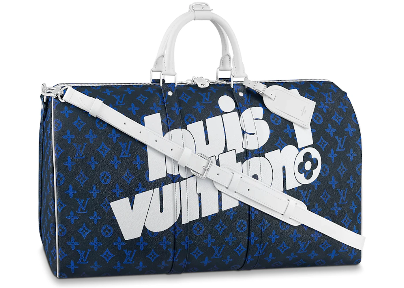 Louis Vuitton Keepall 50 Monogram Blue in Coated Canvas with Silver-tone -  US