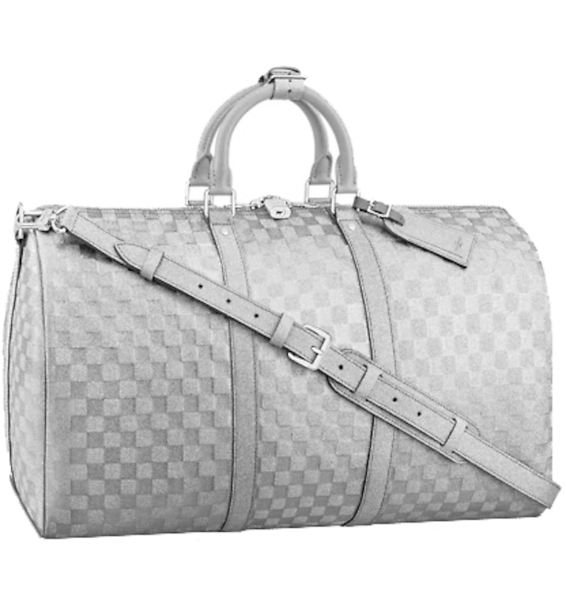 Louis Vuitton Keepall 50B Glitter Silver in Cowhide Leather with