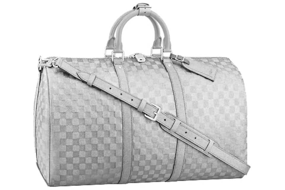Louis Vuitton Keepall 50B Glitter Silver in Cowhide Leather with