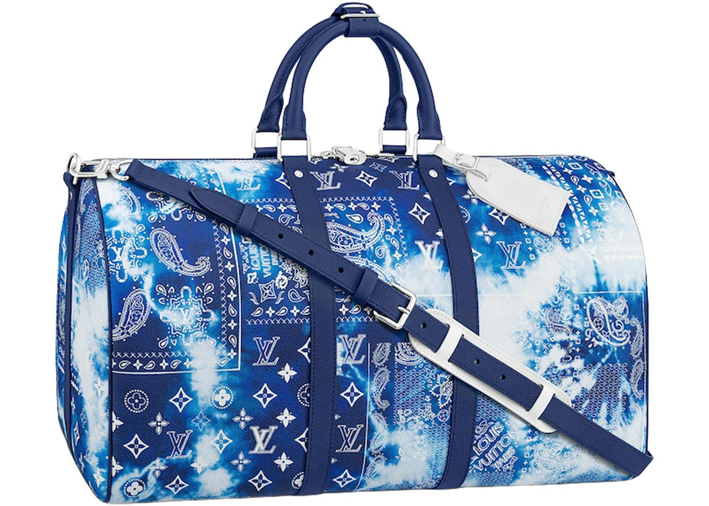 Louis Vuitton Keepall 50B Monogram Bandana Bleached Blue in Cowhide Leather  with Silver-tone - US
