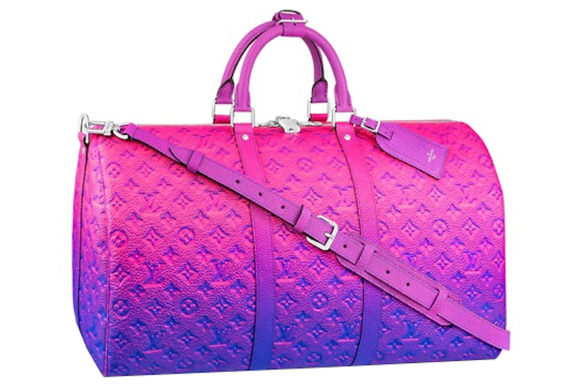 Pre-owned Louis Vuitton Keepall 50b Taurillon Illusion Blue/pink