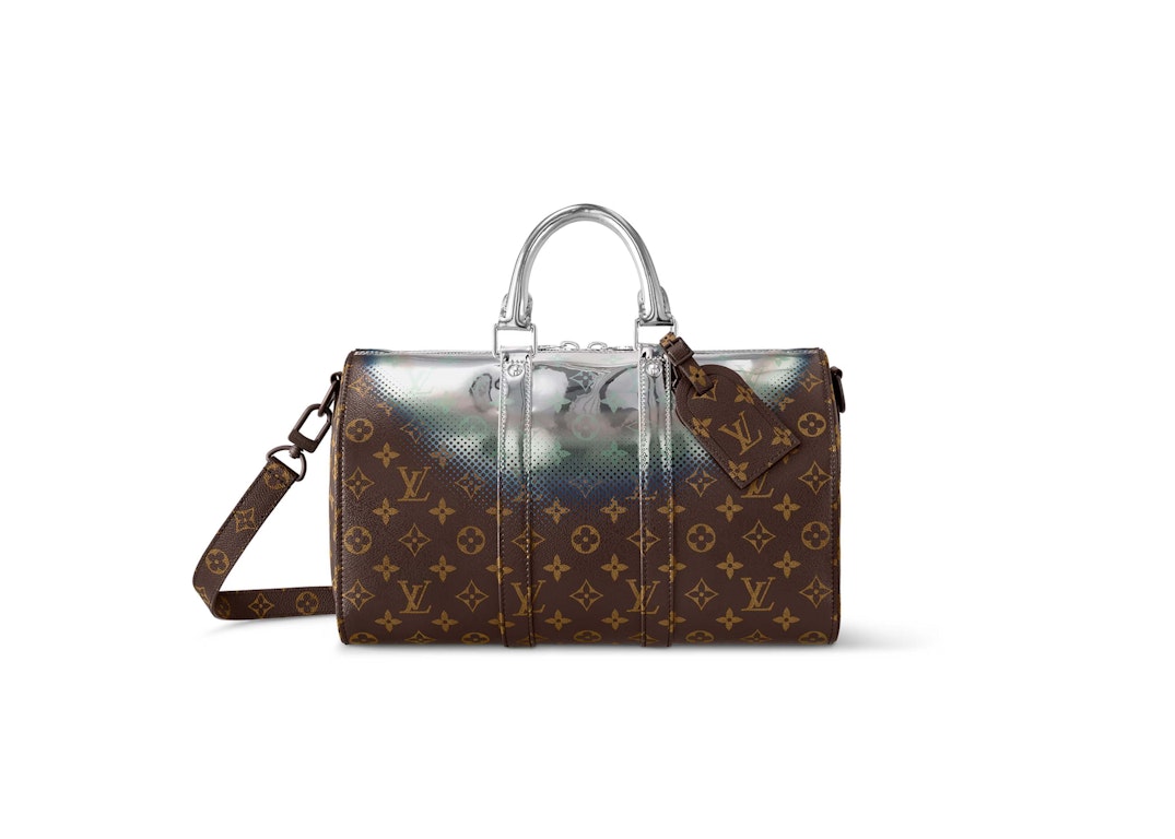Pre-owned Louis Vuitton Keepall Bandouliere 35 Metallic Nebula Coated Canvas