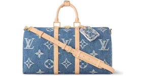 Louis Vuitton Keepall Bandouliere 45 Monogram Denim Blue