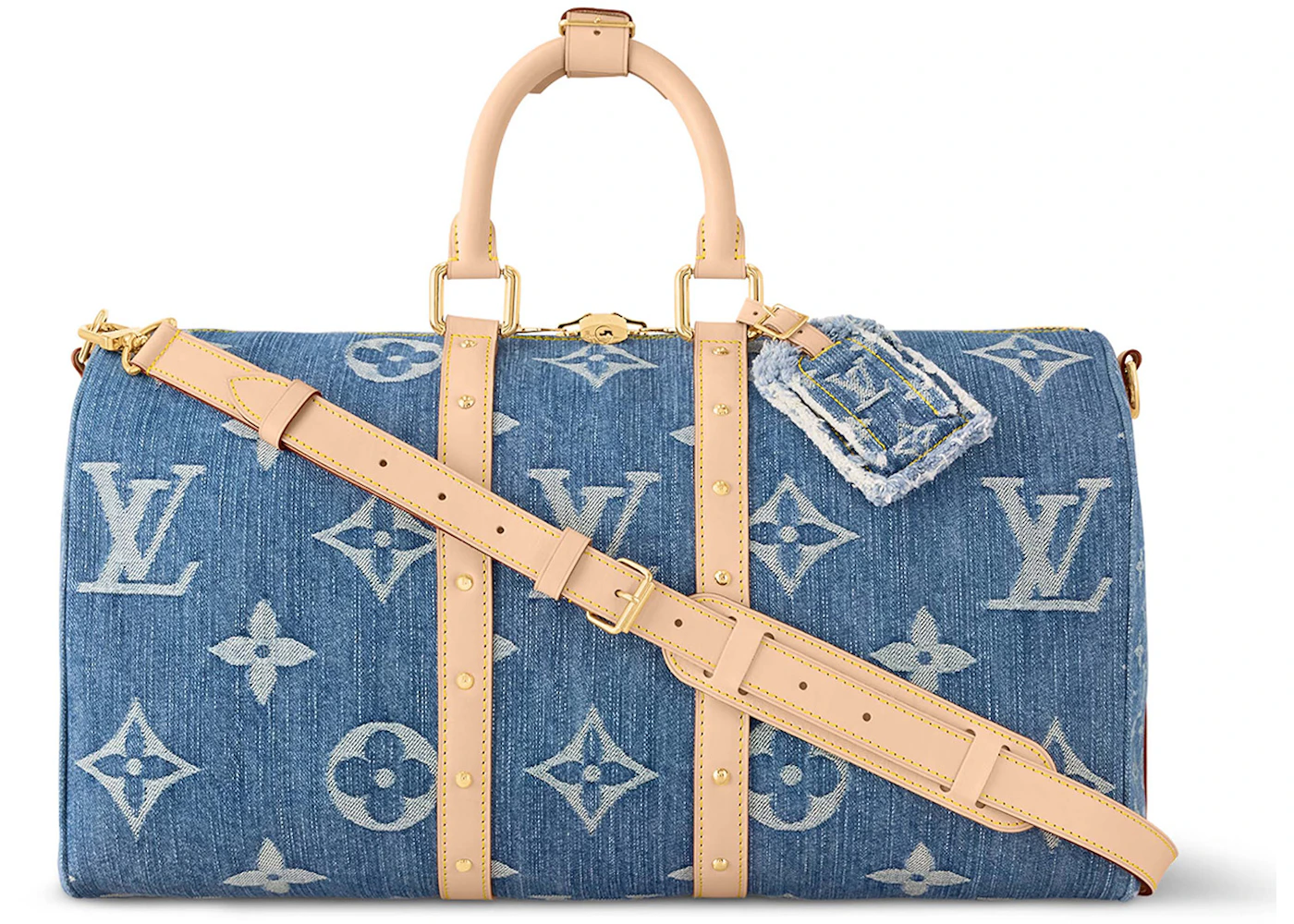 Louis Vuitton Keepall Bandouliere 45 Monogram Denim Blue in Cotton