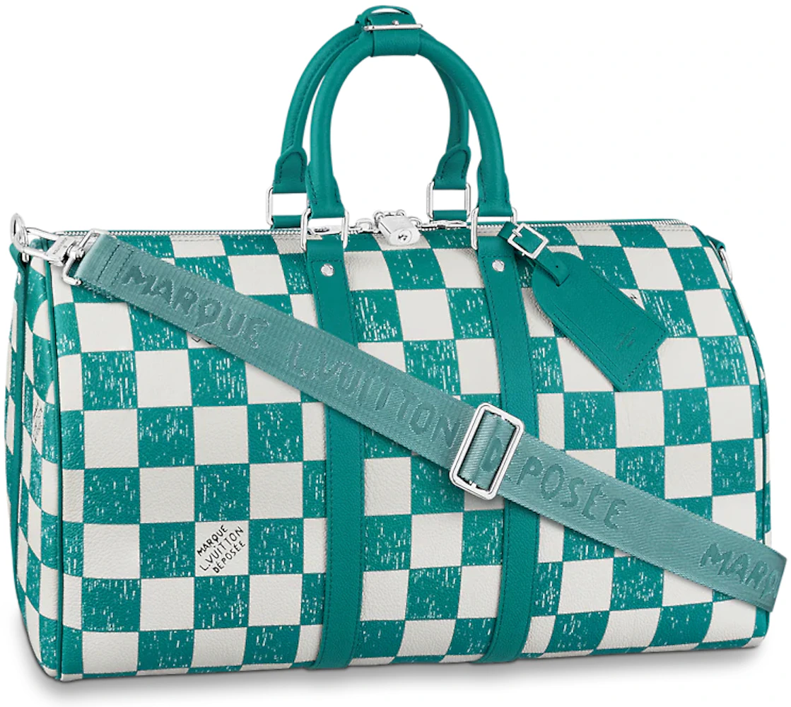 Louis Vuitton Keepall Bandouliere 45 Teal Blue in Cowhide Leather