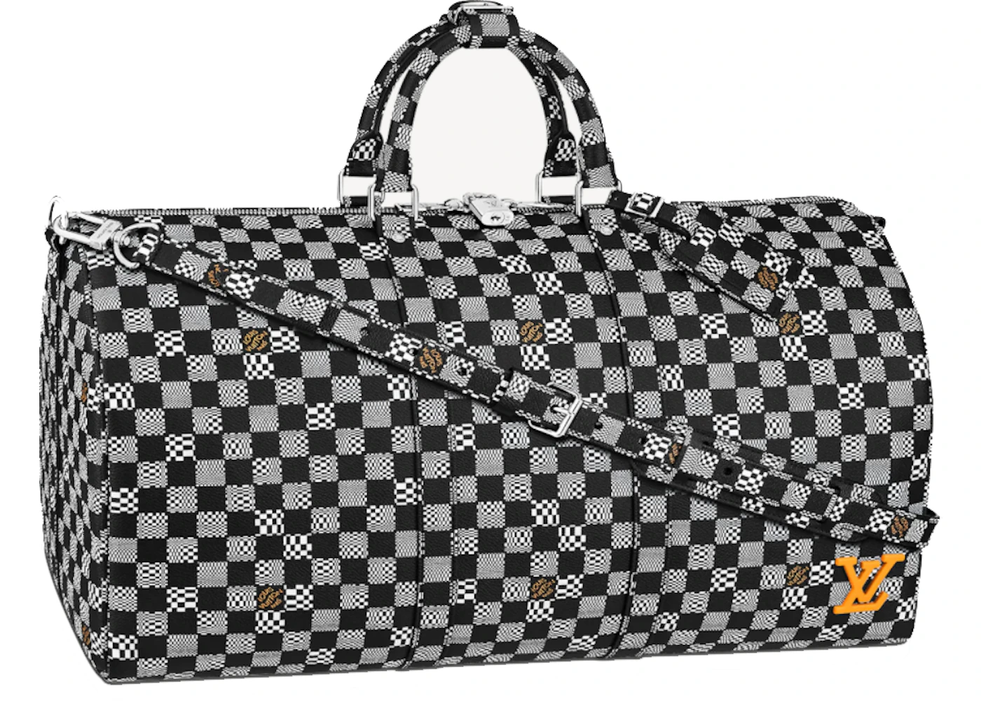 Louis Vuitton Keepall Bandouliere 50 Black/White in Coated Canvas