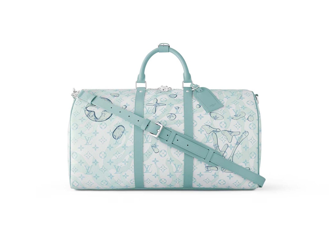 Pre-owned Louis Vuitton Keepall Bandouliere 50 Crystal Blue