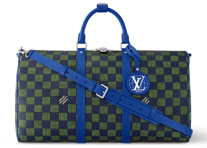 Louis Vuitton Keepall Bandouliere 50 Damier Heritage Blue Green in