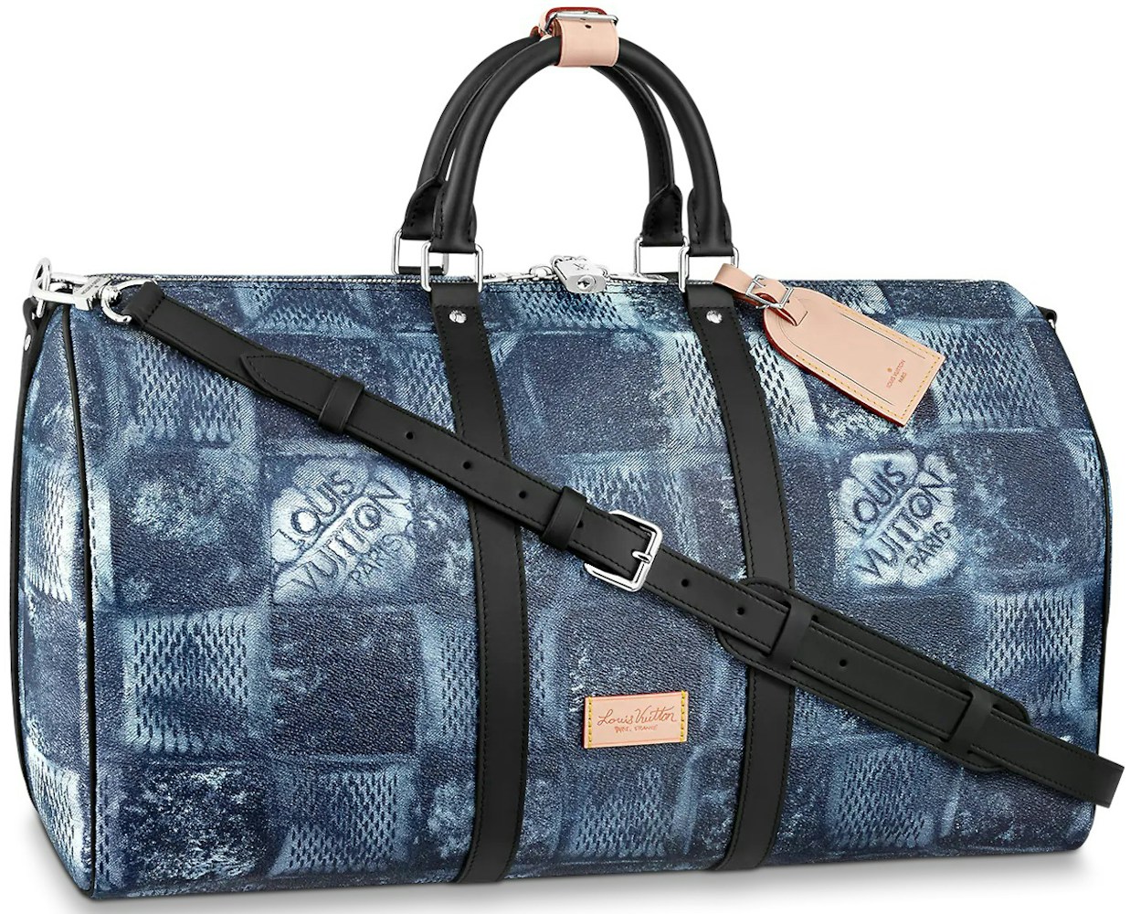 Vuitton Bandouliere 50 Damier Salt Marine in Coated Canvas with Silver-tone
