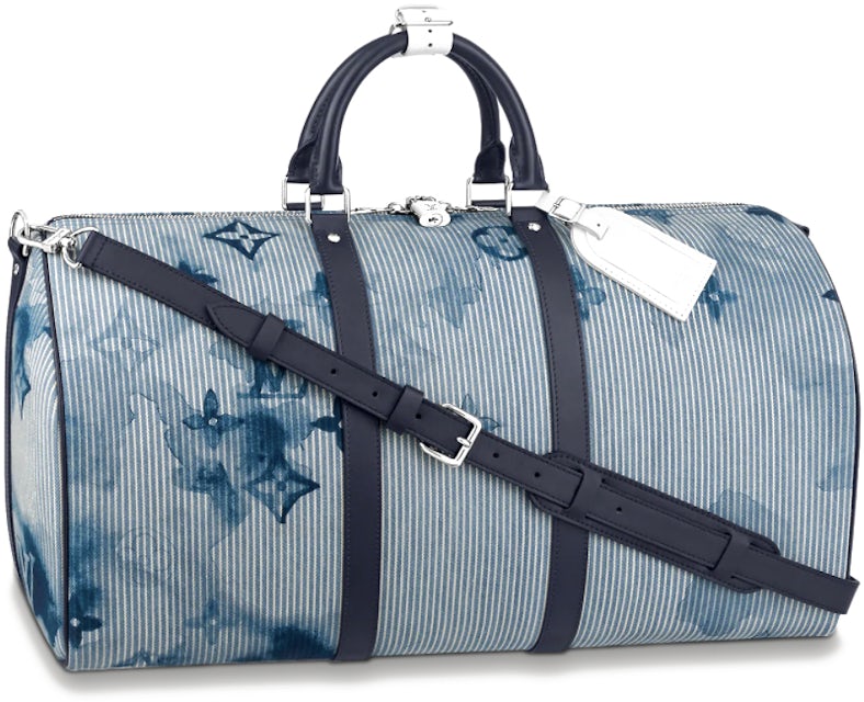 Louis Vuitton Keepall Bandouliere 50 Hickory Stripes Denim Watercolor in  Cotton Canvas with Silver-tone - US