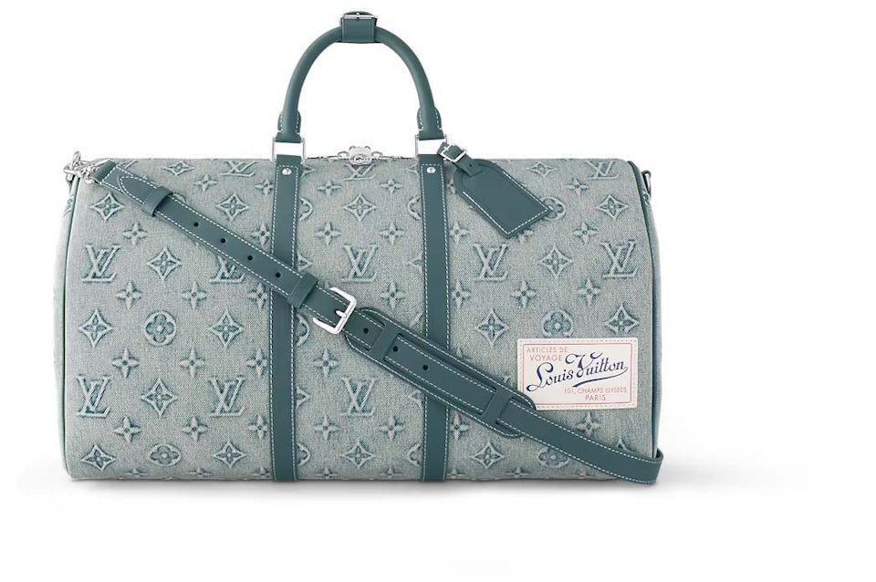 Louis Vuitton Keepall Bandouliere 50 Monogram Washed Denim coated canvas in  Denim Canvas with Silver-tone - US