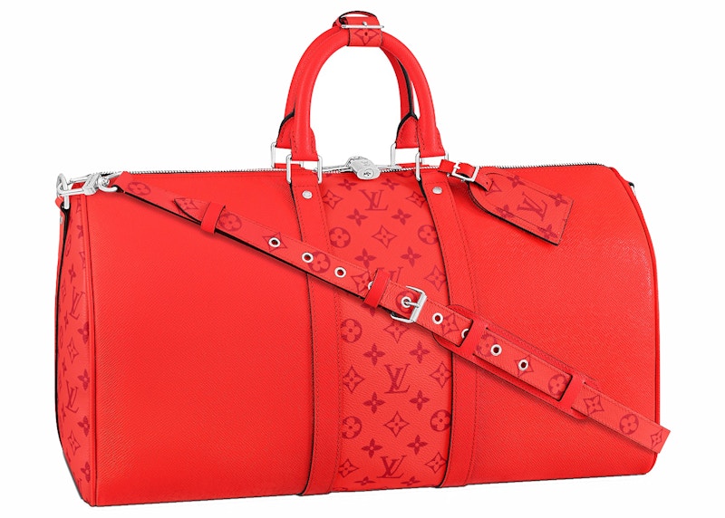 Louis Vuitton Keepall Bandouliere 50 Red in Coated Canvas Leather with Silver tone US