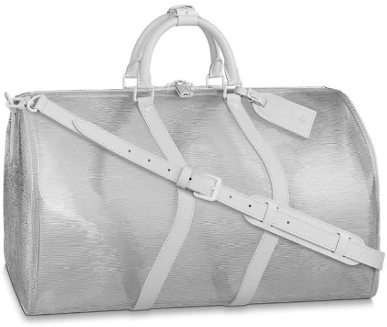 Louis Vuitton Virgil Abloh White EPI Leather Keepall Bandouliere Wavy 50 White Hardware, 2020 (Very Good), Handbag