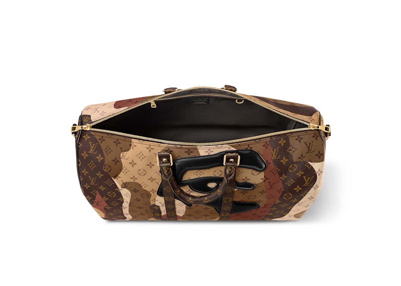 Louis Vuitton Keepall Bandouliere 55 Braun in Monogram Coated  