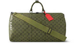 Louis Vuitton Keepall Bandouliere 55 Khaki Green/Vermillion Red