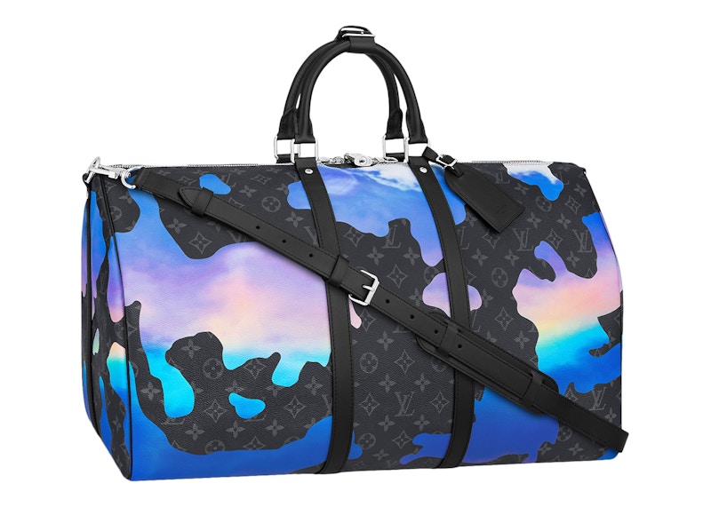 Louis Vuitton Keepall Bandouliere 55 Sunrise Monogram Eclipse Black Grey Multi in Coated Canvas with Silver tone US