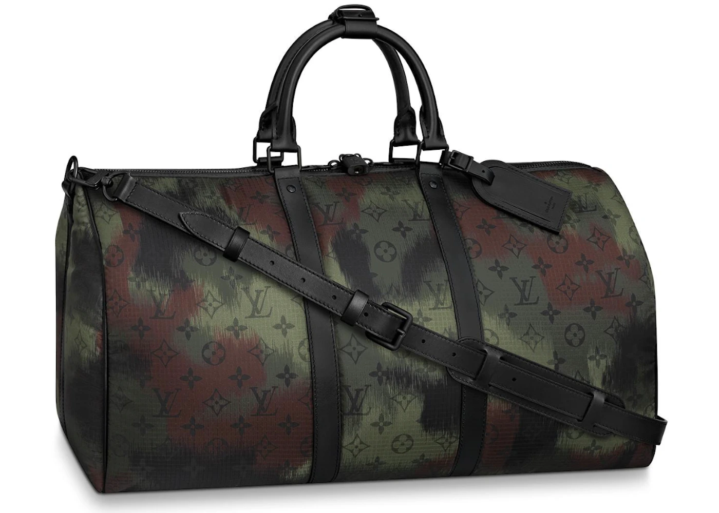 Louis Vuitton Keepall Bandouliere Camouflage Monogram 50 Black/Green in ...