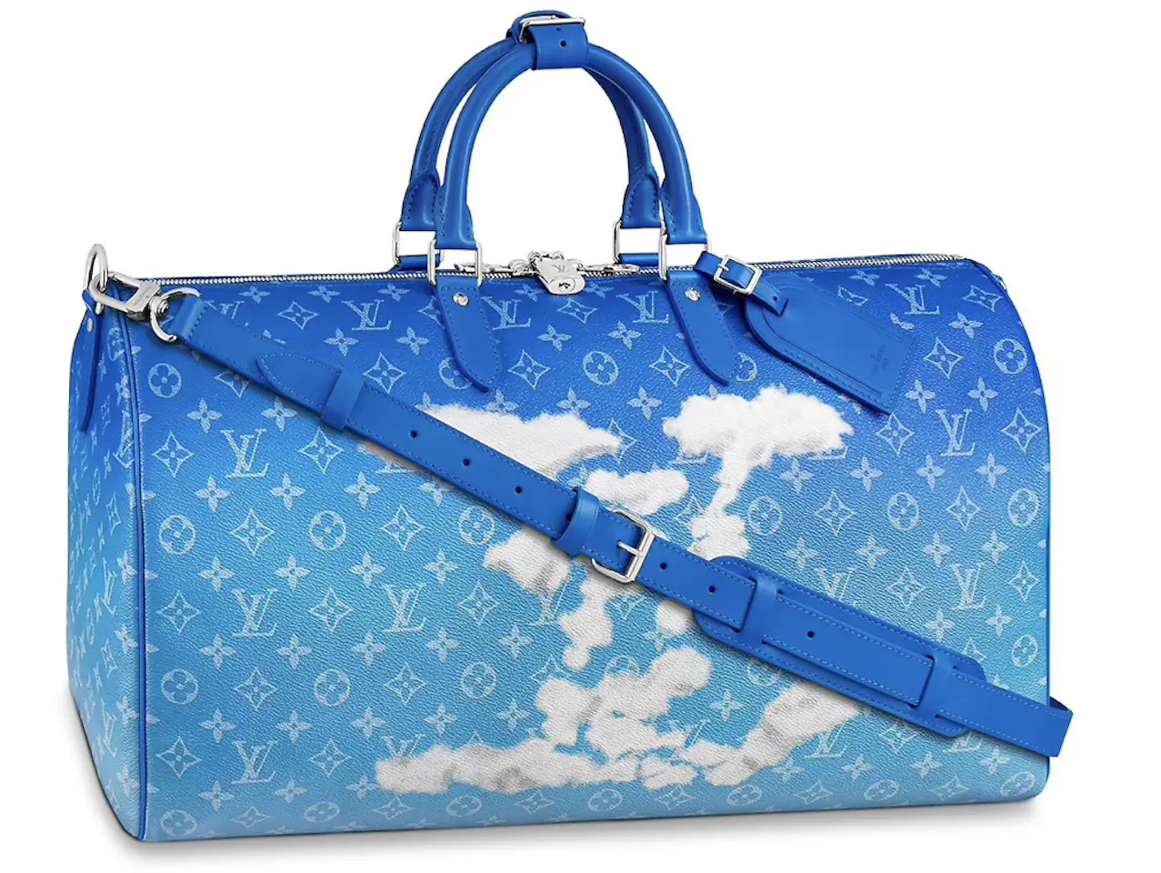 Louis Vuitton Keepall Bandouliere Clouds Monogram 50 Blue in Coated ...