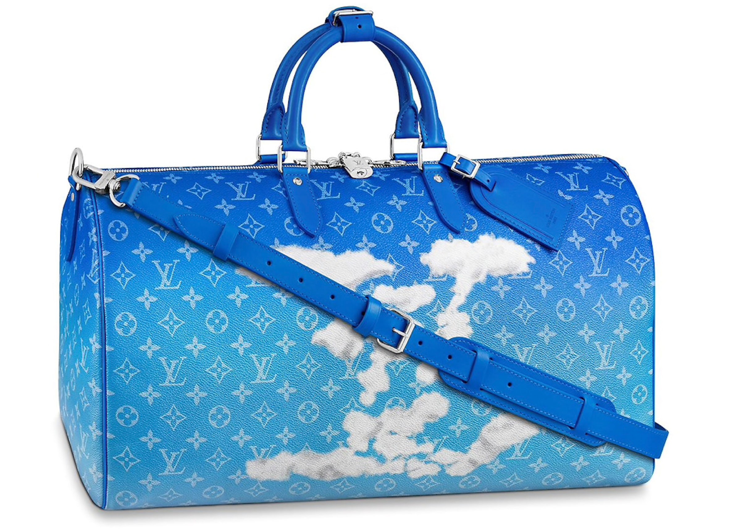 Louis Vuitton Cream & Blue Damier Azur Canvas 50 Keepall – On Que Style