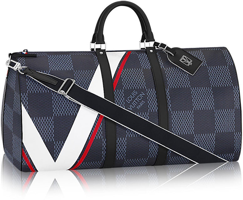 Louis Vuitton Keepall Bandouliere Damier Cobalt Race 55 Blue Orange in  Canvas with Silver-tone - US