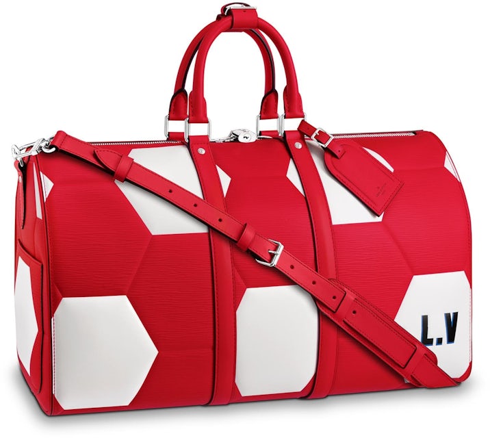 Louis Vuitton FIFA World Cup Red & White Leather Keepall Bandouliere 50  QJBITY10MB003