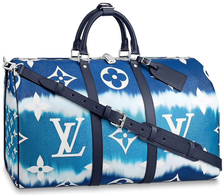 Louis Vuitton Keepall Bandouliere 50 Monogram Blue in Coated Canvas - US