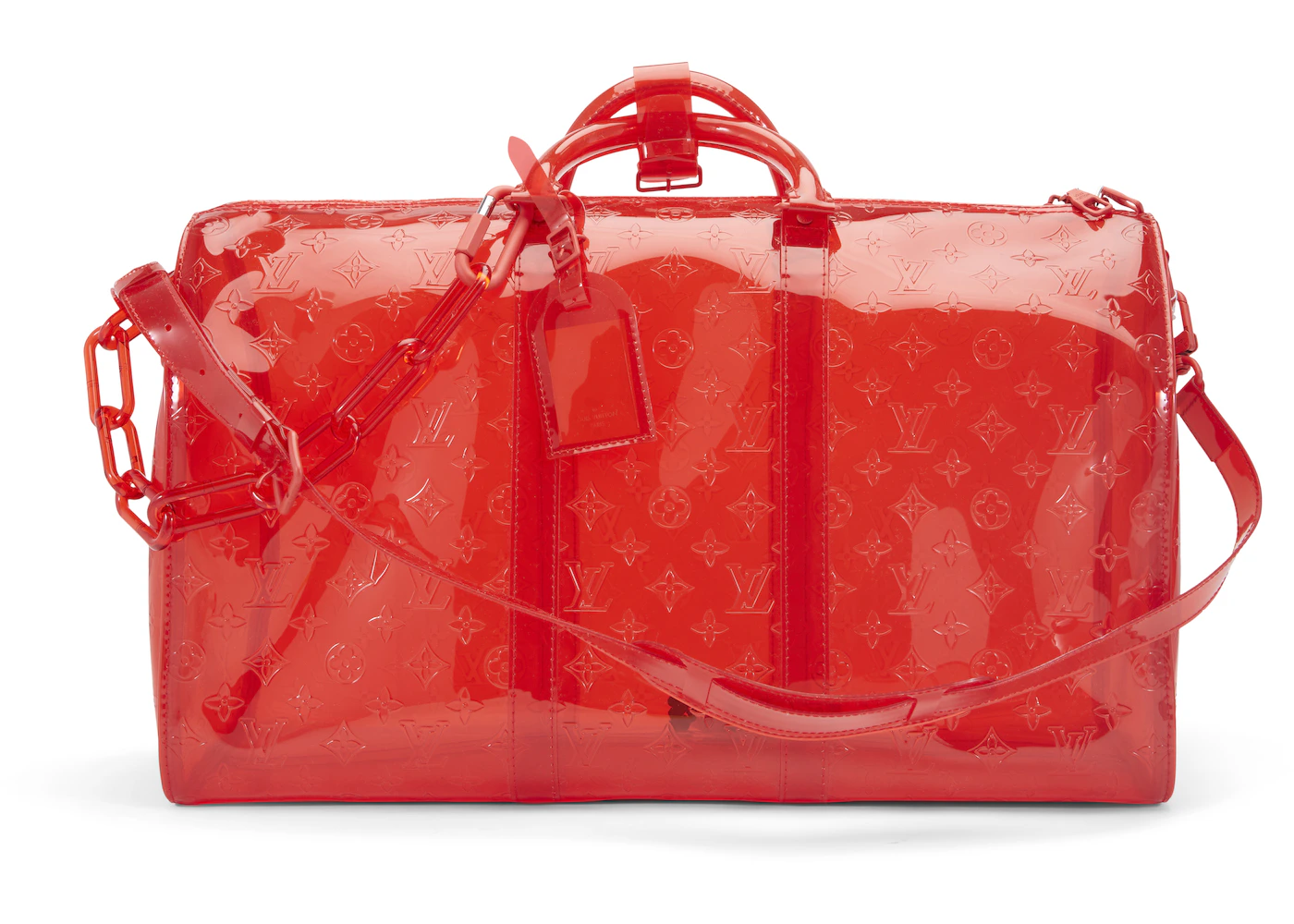 Louis Vuitton Keepall Bandouliere Monogram 50 Red in PVC with  Silver-color/Tone-on-Tone - US