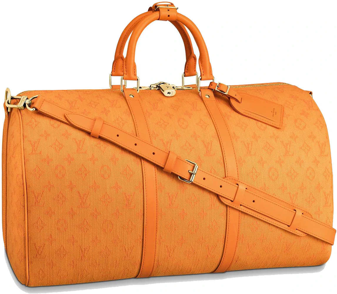 Louis Vuitton Keepall Bandouliere Monogram Denim 50 Ocre in Denim with  Gold-tone - US