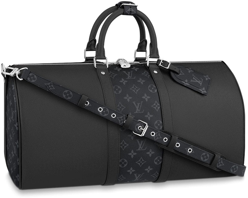 Louis Vuitton Keepall Bandouliere Monogram Eclipse Outdoor Split 50  Black/Silver in Coated Canvas/Leather with Dark Silver-tone - US