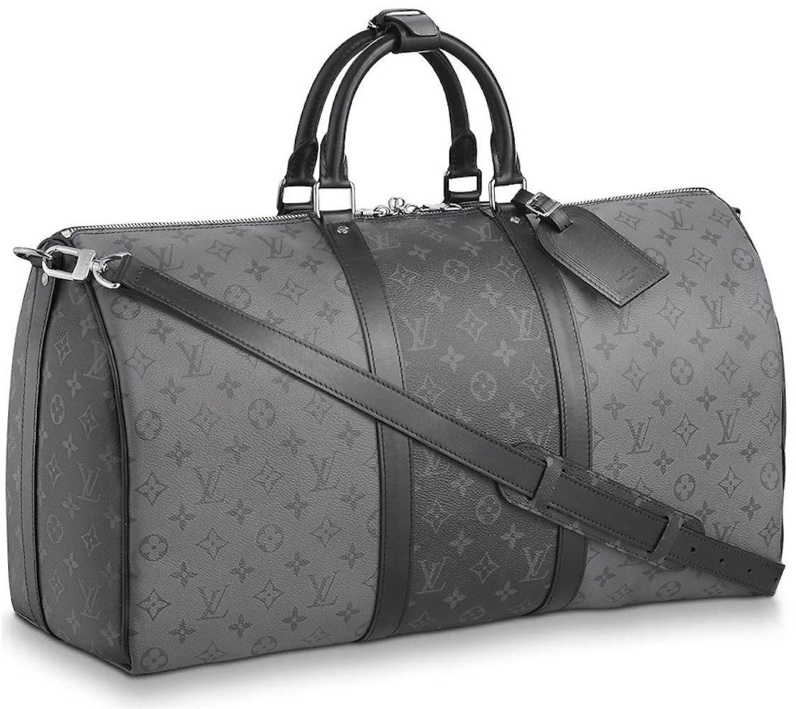 Louis Vuitton Keepall Bandouliere Monogram Eclipse Reverse 50 Gray in ...