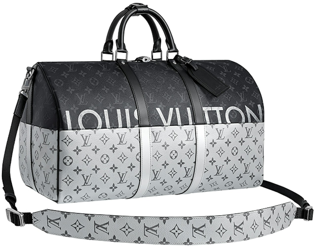 Louis Vuitton Keepall Bandouliere Outdoor 50 Black/Silver in Canvas/Leather with Dark Silver-tone