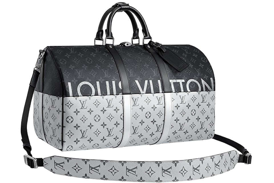 Louis Vuitton Keepall Bandouliere Monogram Eclipse Outdoor Split 50 Black/Silver  in Coated Canvas/Leather with Dark Silver-tone - US
