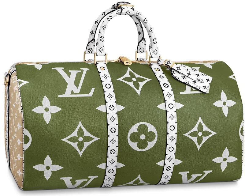 Louis Vuitton Keepall Bandouliere Monogram Giant 50 Khaki Green/Beige in  Coated Canvas/Leather with Gold-tone - US