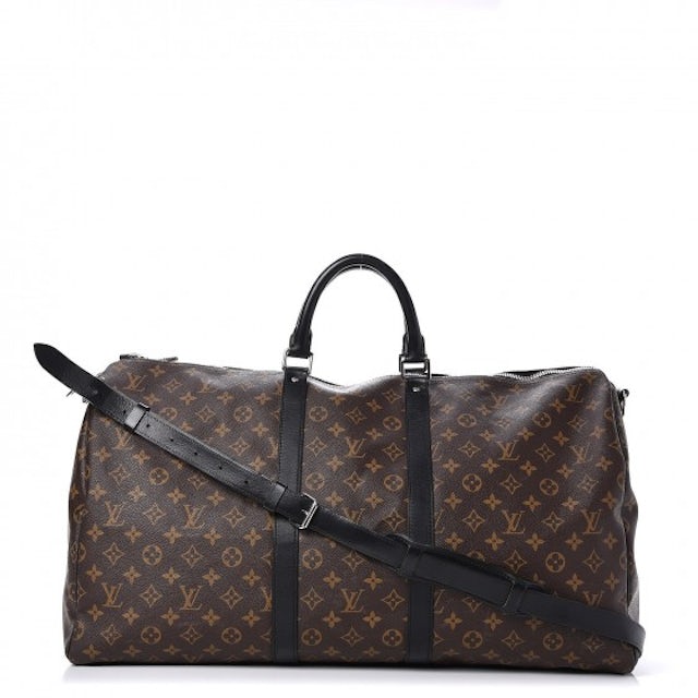 Louis Vuitton Keepall Bandouliere Monogram Macassar (Without Accessories)  55 Brown/Black in Canvas/Leather with Silver-tone - US