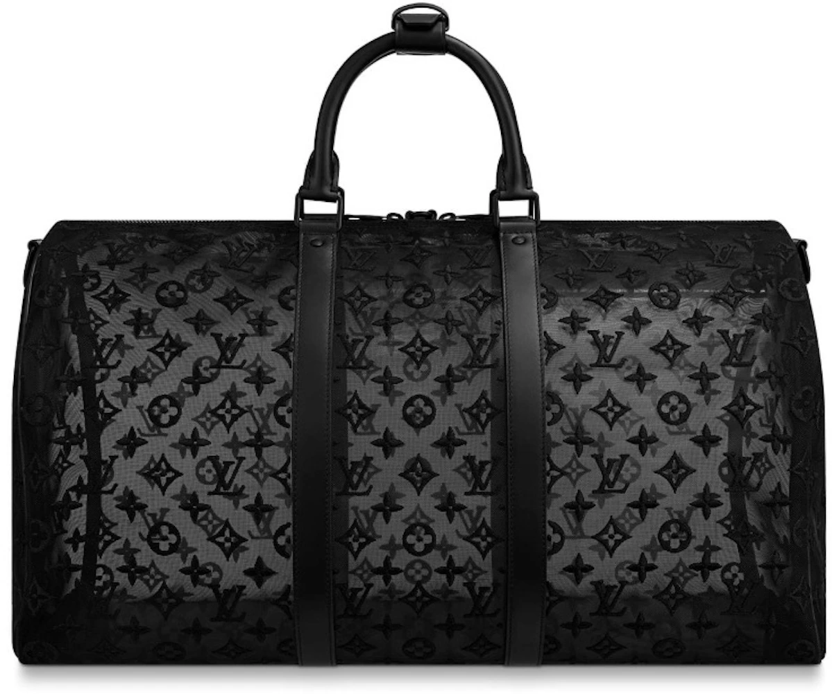 Louis Vuitton Keepall Bandouliere Monogram Mesh 50 Black in Mesh/Leather  with Matte Black - US
