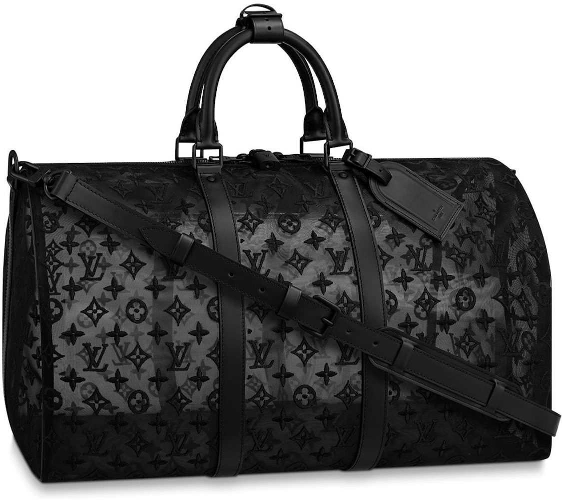 Louis Vuitton Keepall Bandouliere Monogram Mesh 50 Black in Mesh/Leather  with Matte Black - US