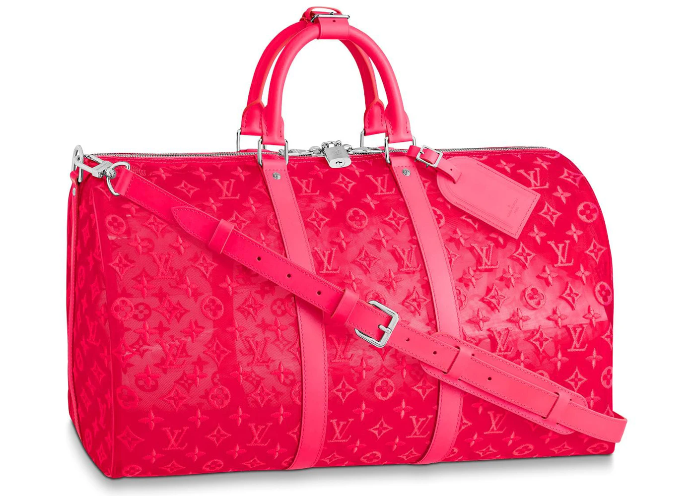 Louis Vuitton Keepall Bandouliere Monogram Mesh 50 Pink in Mesh/Leather  with Silver-tone - US