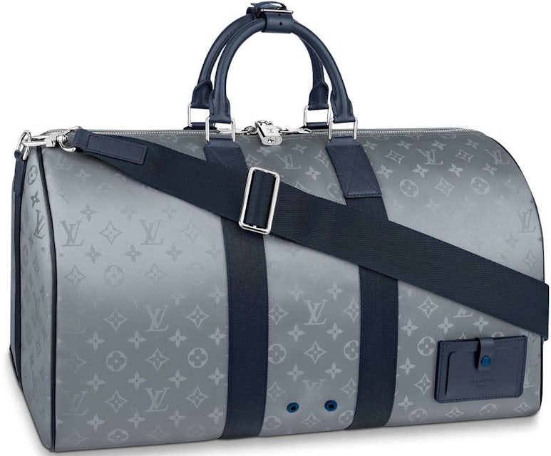 Louis Vuitton Keepall Bandouliere Monogram Satellite 50 Silver in Satellite  Coated Canvas with Silver/Blue-tone - US