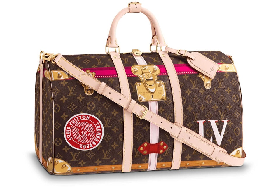 Louis Vuitton Keepall Bandouliere Monogram Tromp L'oeil Screen 50 Pink  Multicolor in Coated Canvas with Gold-tone - US
