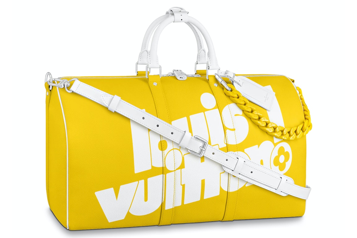 Pre-owned Louis Vuitton Keepall Bandouliere With Acetate Chain 55 Monogram Yellow
