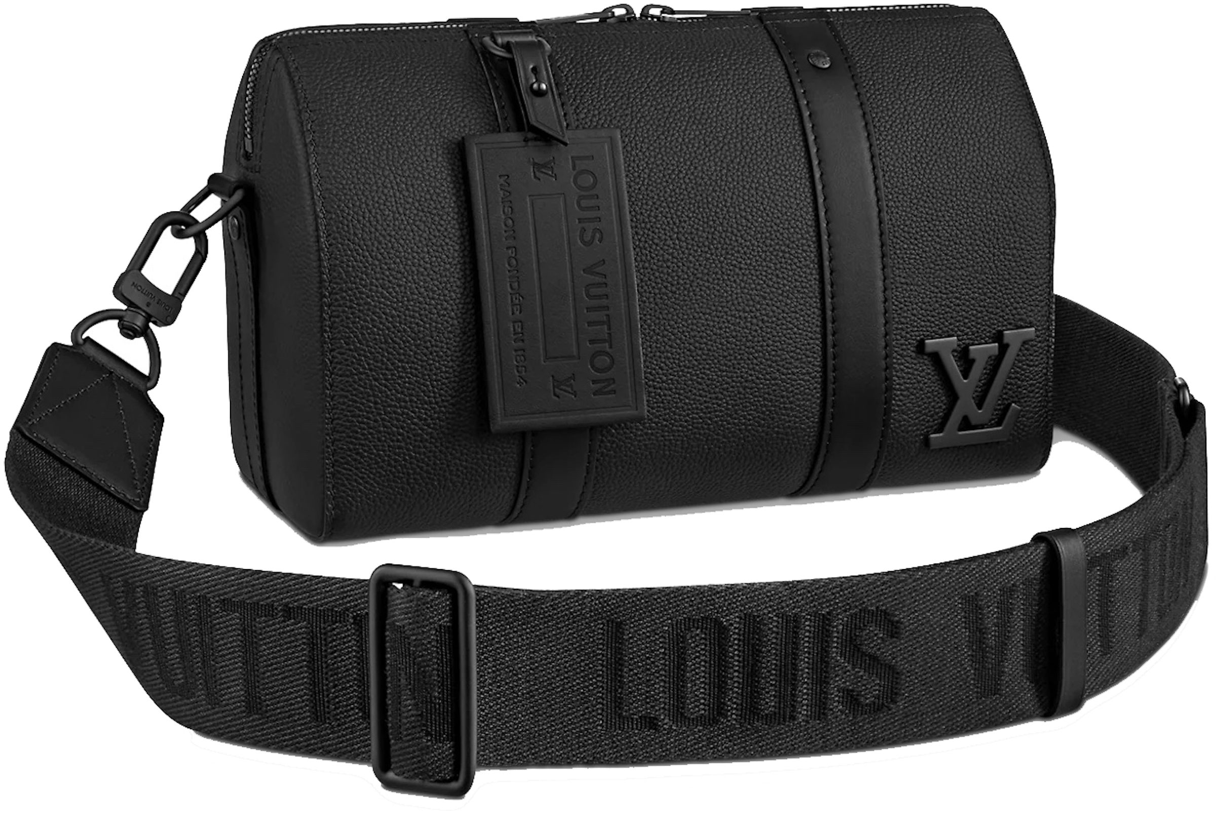 Louis Vuitton Keepall City Aerogram Black in Grained Calfskin