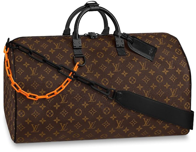 Louis Vuitton Keepall Bandouliere Black-tone 50 Brown in Coated Canvas with  Orange/Black-tone - GB