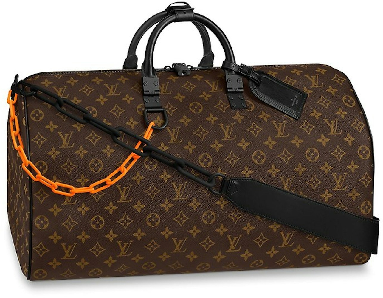 Konsekvenser tackle Akvarium Louis Vuitton Keepall Bandouliere Black-tone 50 Brown in Coated Canvas with  Orange/Black-tone