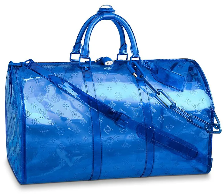 Louis Vuitton Keepall Bandouliere Monogram 50 Blue in PVC with Silver ...