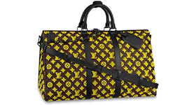 Louis Vuitton Keepall Triangle Bandouliere Monogram Tuffetage 50 Yellow