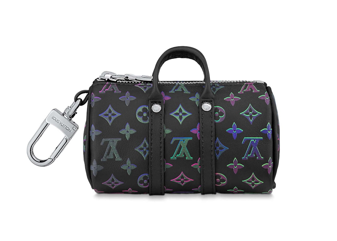 Pre-owned Louis Vuitton Key Holder And Bag Charm Spotlight Mini Keepall Black Borealis