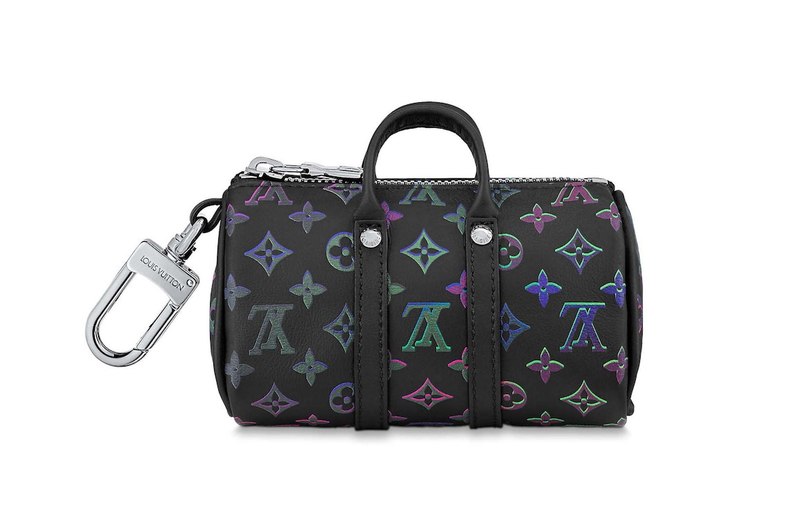 Pre-owned Louis Vuitton Key Holder And Bag Charm Spotlight Mini Keepall Black Borealis