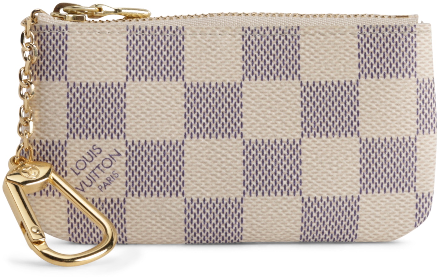 Usikker Sidelæns maternal Louis Vuitton Key Pouch Damier Azur White/Blue in Canvas with Brass
